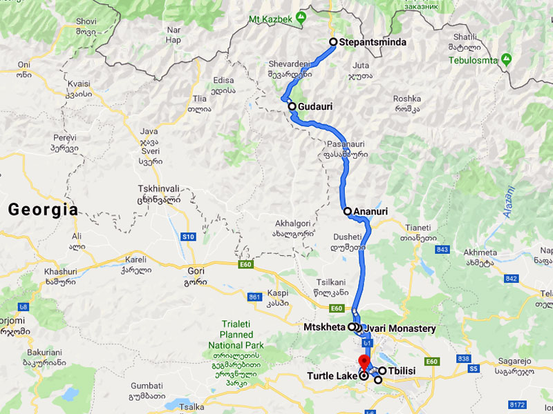 map-Circuit en parapente en Géorgie