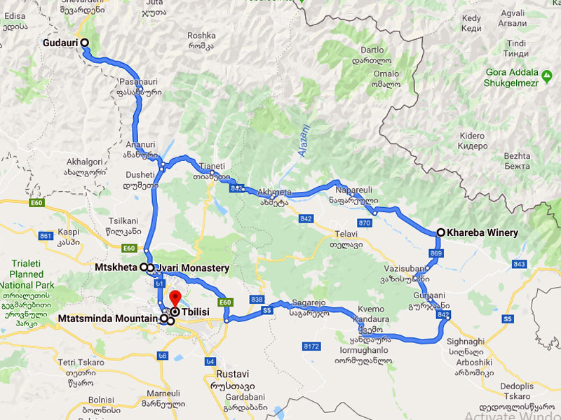 map-Circuit en ski en Georgie
