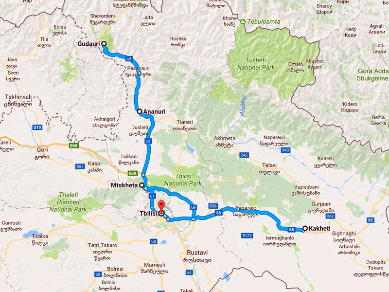 map-Neujahrsreise durch Georgien