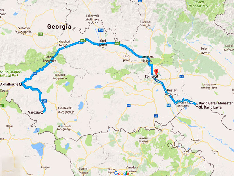 map-Тур в Пещерные города Грузии