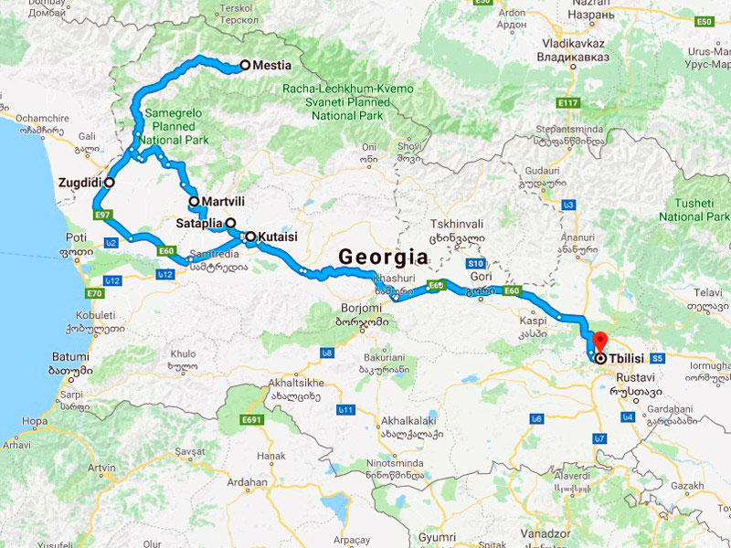 map-High Path Trek to Upper Svaneti 