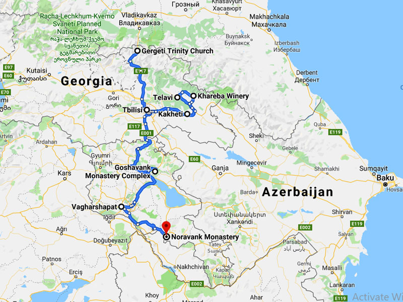 map-Тур по Грузии и Армении