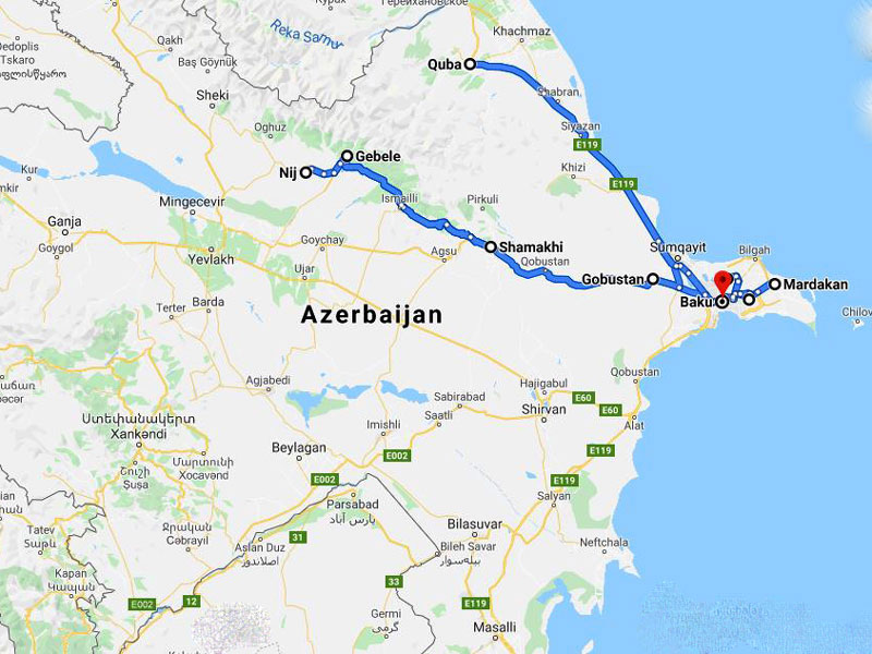 map-Cultural Tour to Azerbaijan