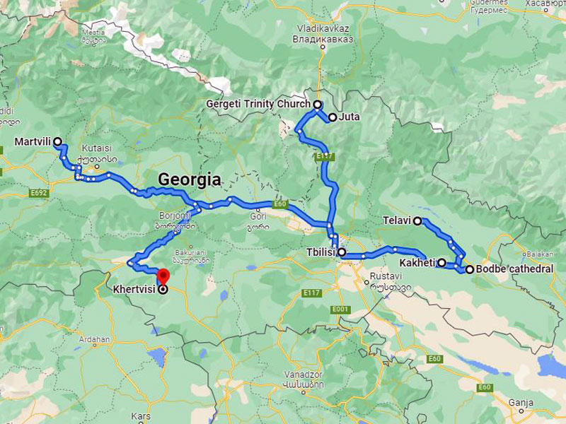 map-Cultural Tour to Georgia - 14 days